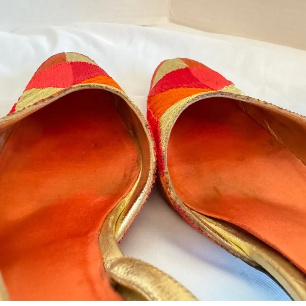 Vintage Fendi Nappa Lamé Metallic Multicolor Geometric Slingback Pump Heel 10M - Picture 8 of 11